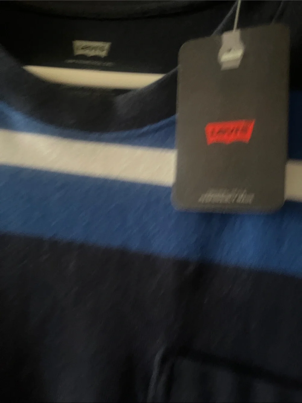 Levi's Men's Navy, Blue & White Striped Pocket Tee